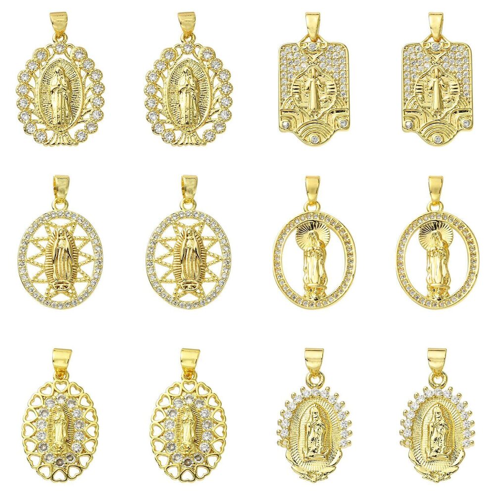 7062 12 Pcs 6 Styles Mixed Brass Virgin Mary Charms Our Lady of Guadalupe